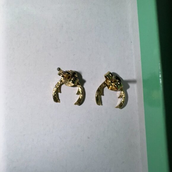 NWT, Jeweled 14K Gold-Plated Antler Stud Earrings with Cubic Zirconia, Gold - Picture 12 of 15
